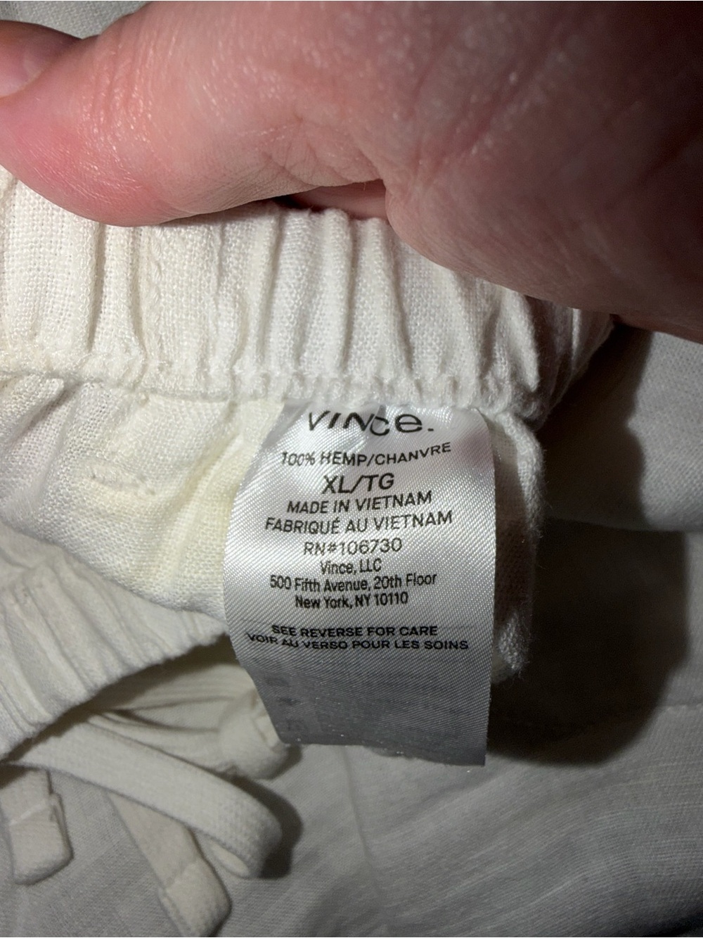 Vince Women’s White Hemp Wide Leg Pants. Lined. Sz XL - Picture 9 of 10